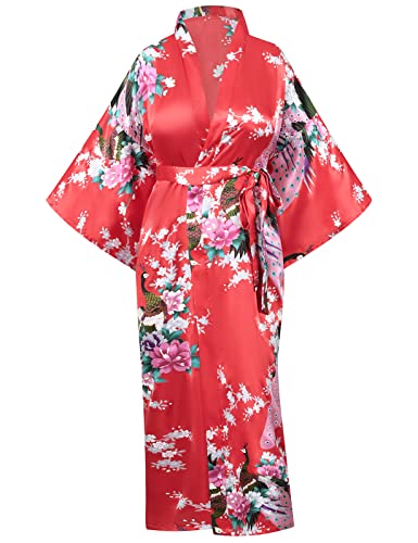 Peacock Print Kimono Cardigan Set for Women