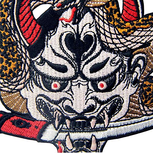 Hannya Oni Mask Embroidery Patch - Iron-On or Sew-On