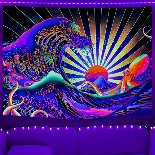 Japanese Kanagawa Sunset Tapestry for Modern Bedroom Decor